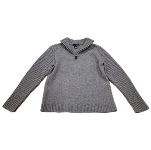 Newton Trading Company Men's grey quarter zip 100% Lambswool sweater size L